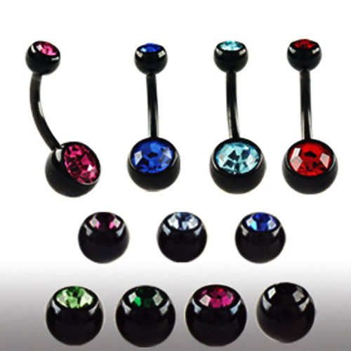 Schwarzes bauchnabelpiercing - schwarzes,