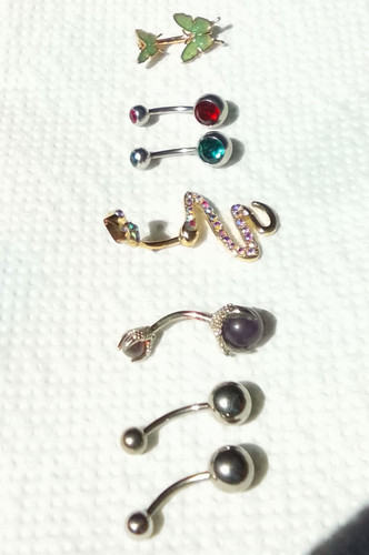 Bauchnabelpiercing blau pink - bauchnabelpiercing, blau/pink